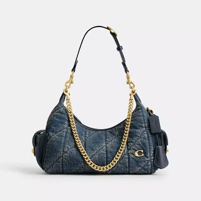 Coach Sac Poche Juliet 30 En Denim De Coton Régénératif Matelassé In Pink