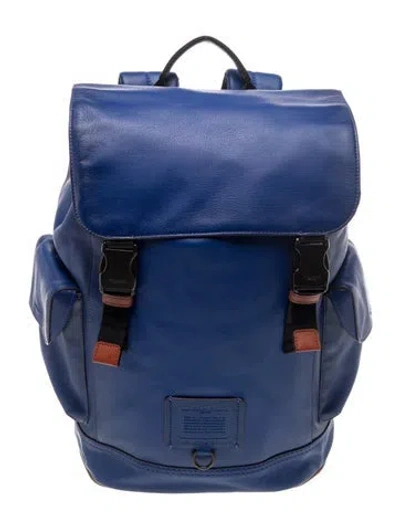 Pre-owned Coach Saffiano Leather Backpack In Blue