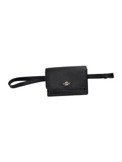 Pre-owned Coach Saffiano Leather Belt Bag In Black