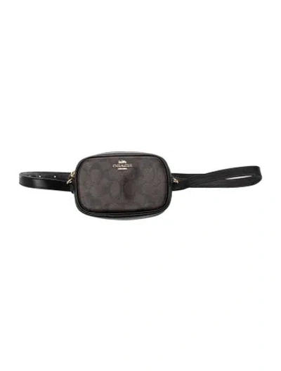Pre-owned Coach Saffiano Leather Belt Bag In Black