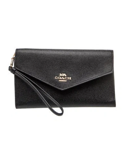 Pre-owned Coach Saffiano Leather Clutch In Black