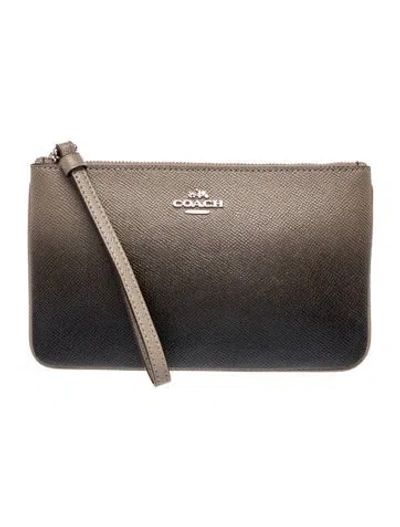 Pre-owned Coach Saffiano Leather Clutch In Gray