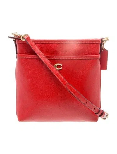 Pre-owned Coach Saffiano Leather Crossbody Bag In Red
