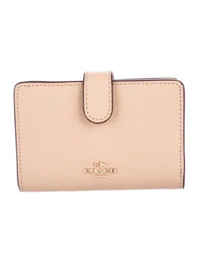 Pre-owned Coach Saffiano Leather French Purse In Neutral