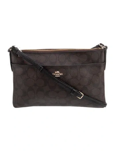 Pre-owned Coach Saffiano Leather Messenger Bag In Black