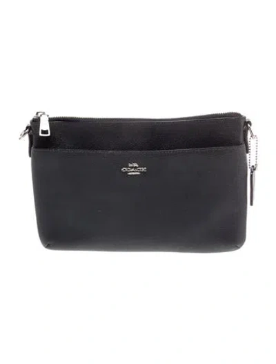 Pre-owned Coach Saffiano Leather Pouch In Gray