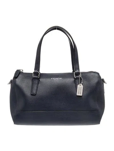Pre-owned Coach Saffiano Leather Top Handle Bag In Blue