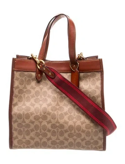 Pre-owned Coach Saffiano Leather Top Handle Bag In Brown