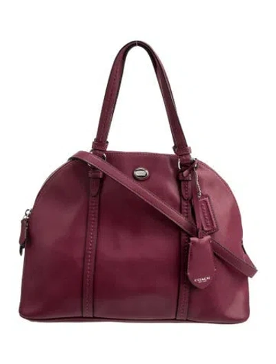 Pre-owned Coach Saffiano Leather Top Handle Bag In Burgundy