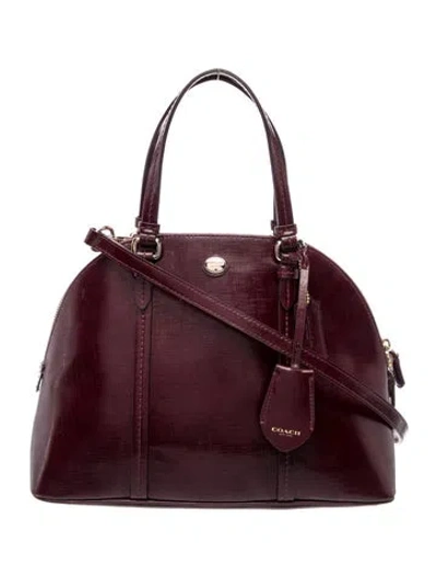 Pre-owned Coach Saffiano Leather Top Handle Bag In Burgundy