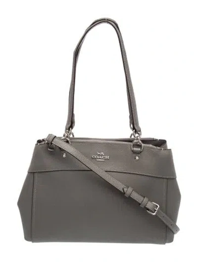 Pre-owned Coach Saffiano Leather Top Handle Bag In Gray