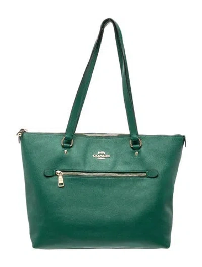 Pre-owned Coach Saffiano Leather Top Handle Bag In Green