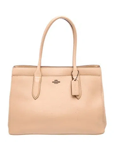 Pre-owned Coach Saffiano Leather Top Handle Bag In Neutral