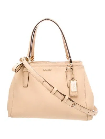 Pre-owned Coach Saffiano Leather Top Handle Bag In Neutral