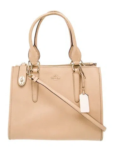 Pre-owned Coach Saffiano Leather Top Handle Bag In Neutral