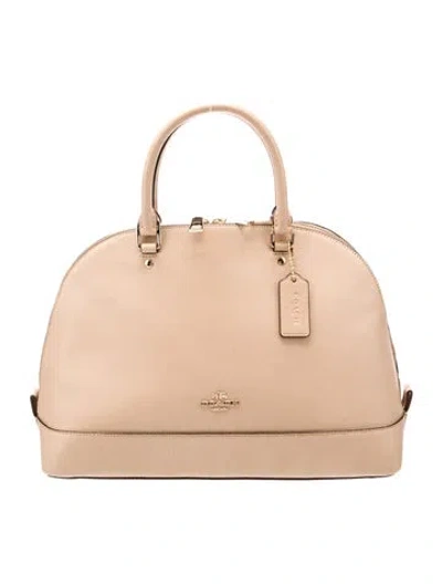 Pre-owned Coach Saffiano Leather Top Handle Bag In Neutral