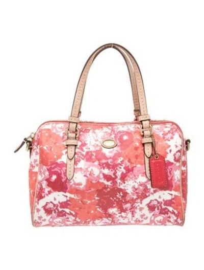 Pre-owned Coach Saffiano Leather Top Handle Bag In Orange