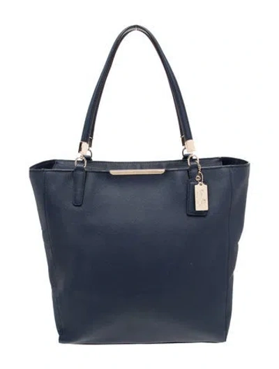 Pre-owned Coach Saffiano Leather Tote In Blue