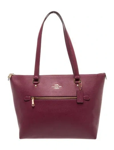 Pre-owned Coach Saffiano Leather Tote In Burgundy