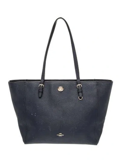 Pre-owned Coach Saffiano Leather Tote In Gray