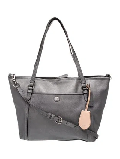 Pre-owned Coach Saffiano Leather Tote In Gray