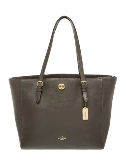 Pre-owned Coach Saffiano Leather Tote In Green