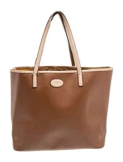 Pre-owned Coach Saffiano Leather Tote In Neutrals
