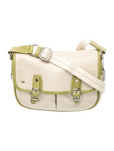 Pre-owned Coach Satin Messenger Bag In Gold