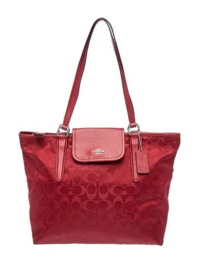 Pre-owned Coach Satin Shoulder Bag In Burgundy