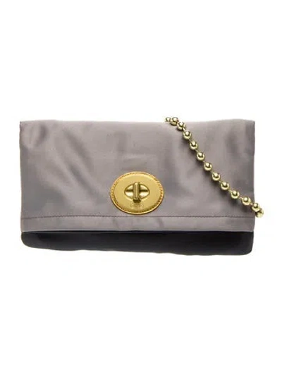 Pre-owned Coach Satin Shoulder Bag In Gray