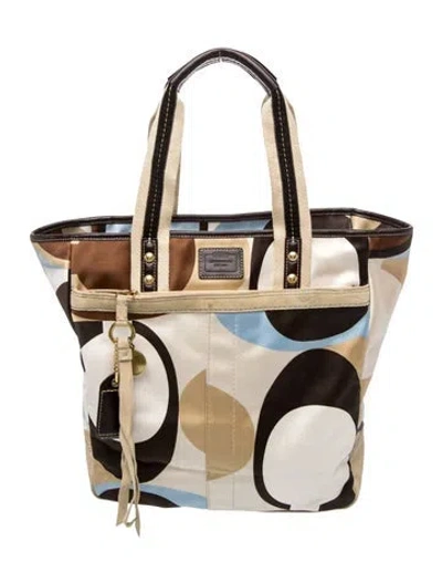 Pre-owned Coach Satin Shoulder Bag In Neutral