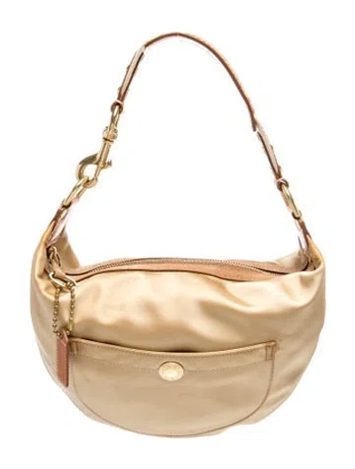 Pre-owned Coach Satin Shoulder Bag In Neutrals