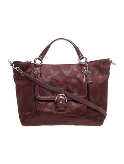 Pre-owned Coach Satin Top Handle Bag In Burgundy