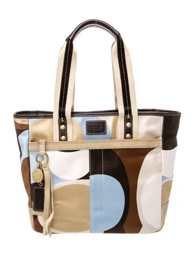 Pre-owned Coach Satin Top Handle Bag In Neutral