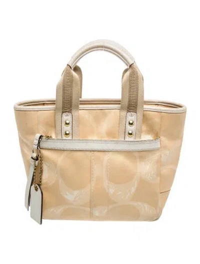 Pre-owned Coach Satin Top Handle Bag In Neutrals