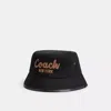 COACH COACH SCRIPT EMBROIDERED DENIM BUCKET HAT