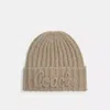 Coach Script Knit Beanie In Gray