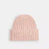 Coach Script Knit Beanie In Pink