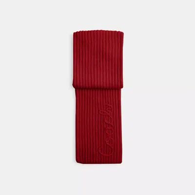 Coach Script Knit Muffler In Red