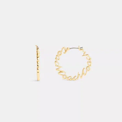 Coach Script Medium Hoop Earrings In Yellow