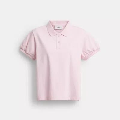 Coach Script Shrunken Polo In Organic Cotton In Pink