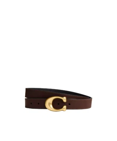 Coach Sculpted C Buckle Reversible Belt, 25 Mm In Brass/maple Black