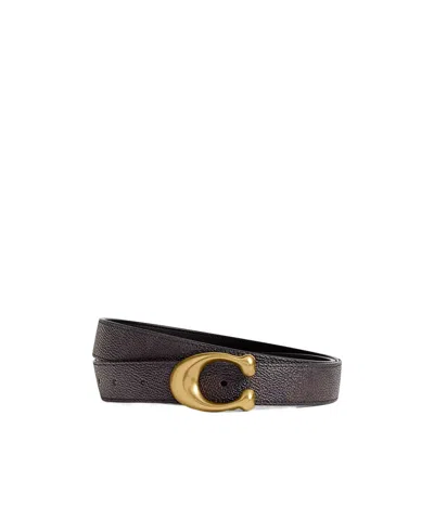 Coach Sculpted C Buckle Reversible Belt, 25mm In Brown