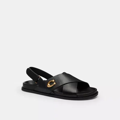Coach Sculpted C Criss Cross Sandal In Black