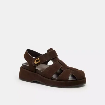 Coach Sculpted C Fisherman Sandal In Brown