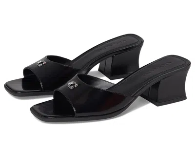 Coach Sculpted C Leather Block Heel Sandals In Black
