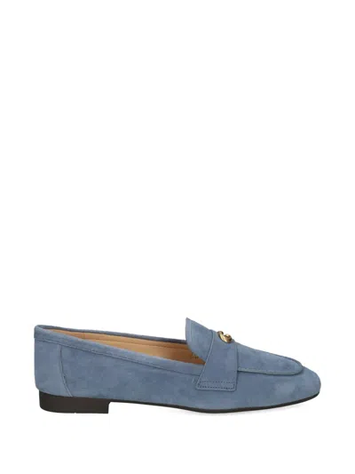 Coach Sculpted C Light Denim Suede Loafers In Blue