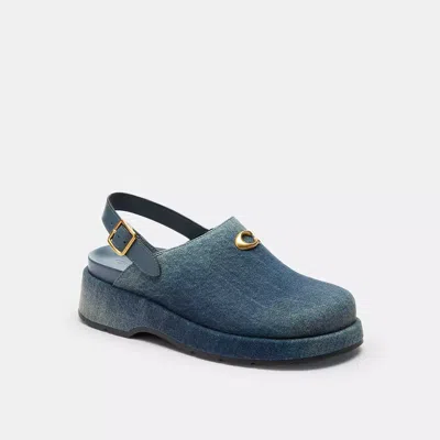 Coach Sculpted C Platform Clog In Loved Denim In Blue