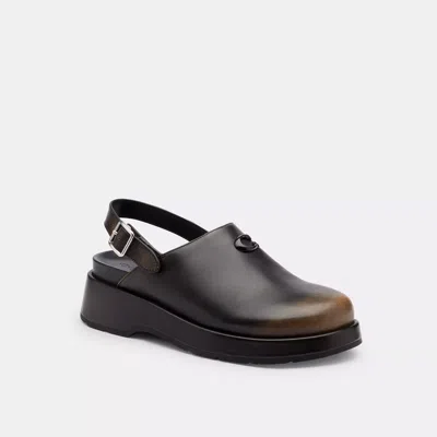 Coach Sculpted C Platform Clog In Loved Leather In Black