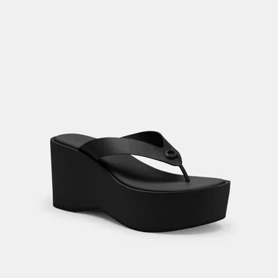 Coach Sculpted C Platform Flip Flop In Black